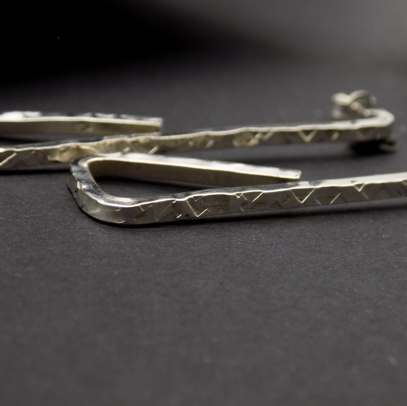 Boucles Telaio – rectangle graphique en argent 925 martelé – Image 3